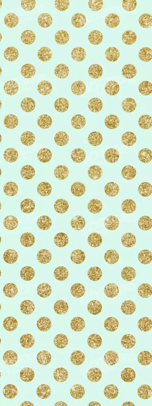 Mint Gold Polka 8’X20’ Ultracloth (96 X 240 Inch) Backdrop