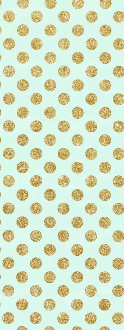 Mint Gold Polka 8’X20’ Ultracloth (96 X 240 Inch) Backdrop
