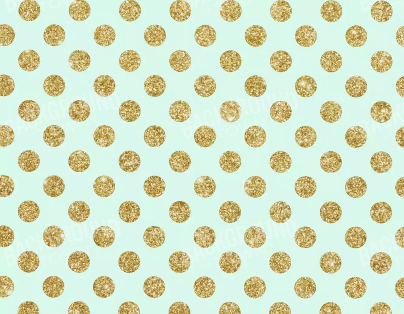 Mint Gold Polka 8’X6’ Fleece (96 X 72 Inch) Backdrop