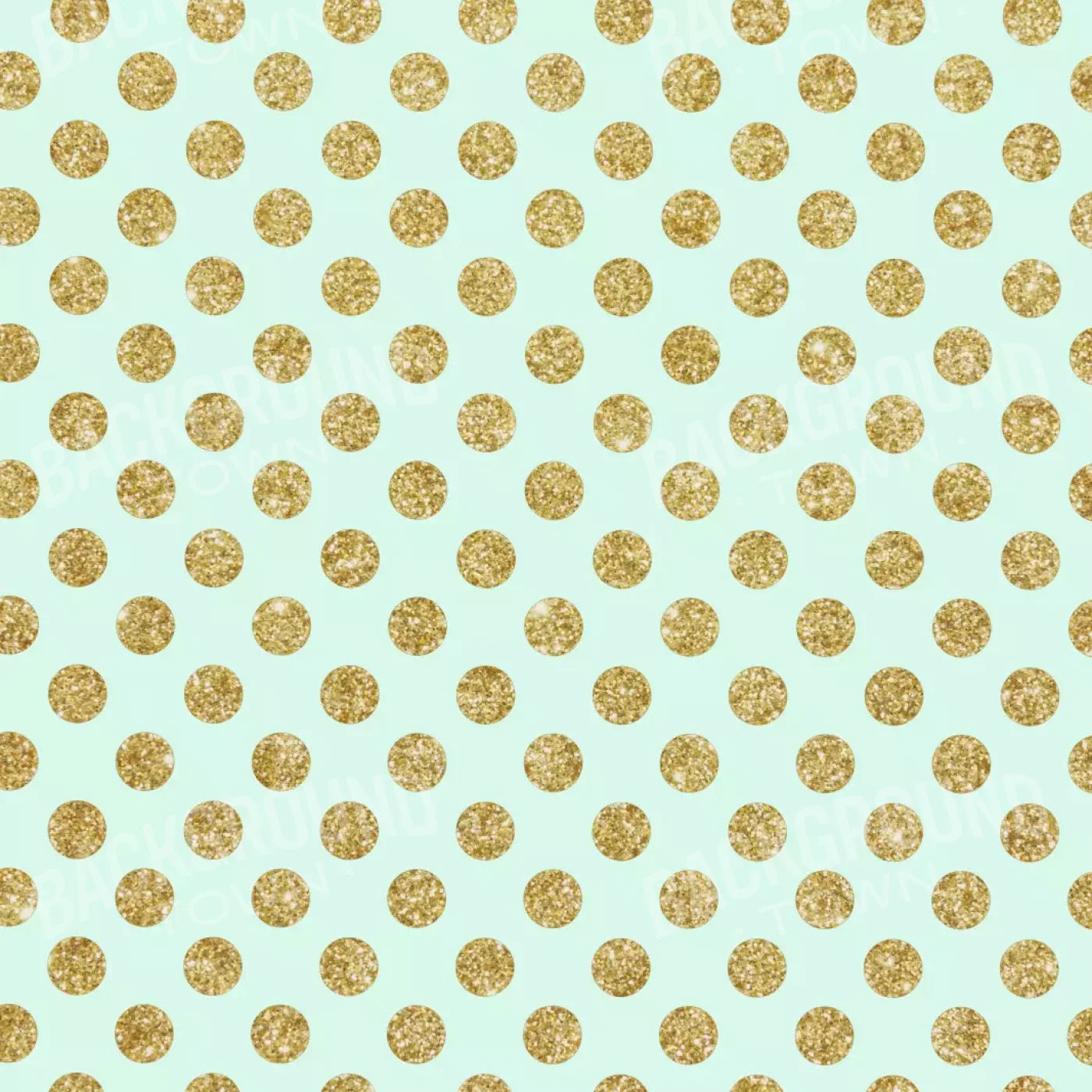 Mint Gold Polka 8’X8’ Fleece (96 X Inch) Backdrop