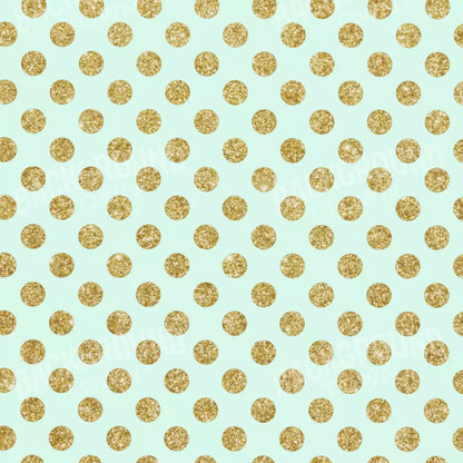 Mint Gold Polka 8’X8’ Fleece (96 X Inch) Backdrop