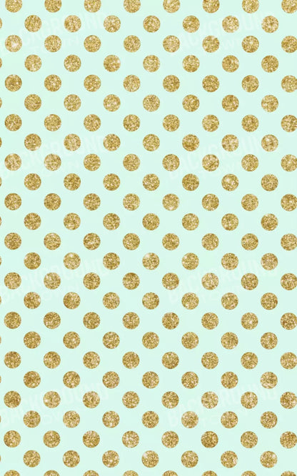 Mint Gold Polka 9’X14’ Ultracloth (108 X 168 Inch) Backdrop