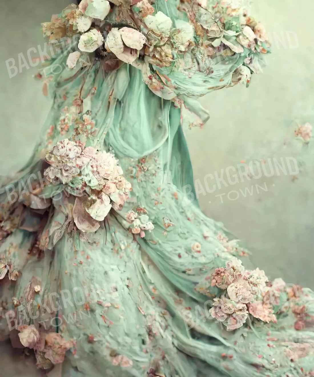 Green Floral Backdrop for Photography