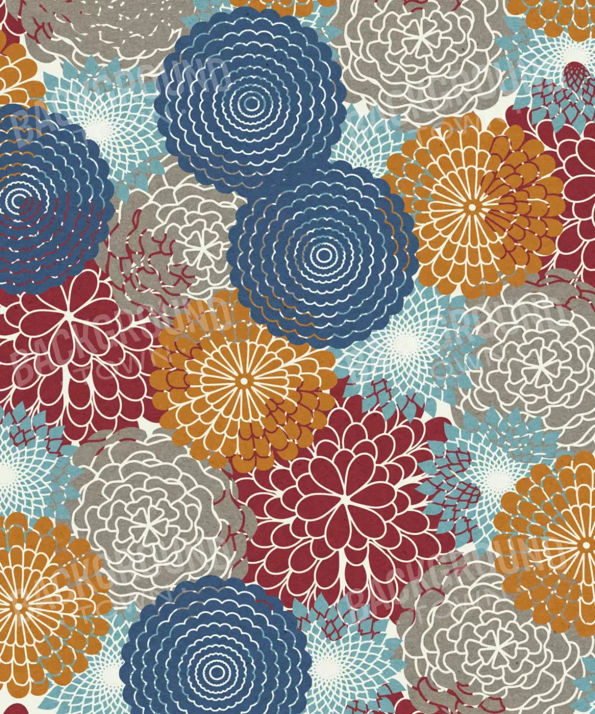 Blue Floral Backdrop for Photography
