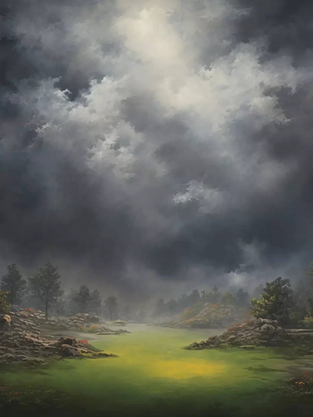 Misty Autumn Valley 6’X8’ Fleece (72 X 96 Inch) Backdrop
