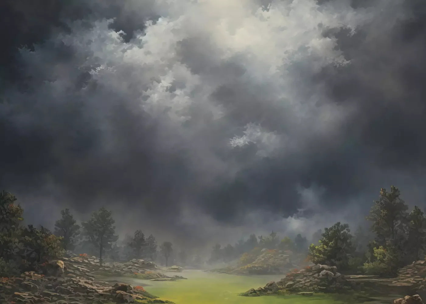 Misty Autumn Valley 7’X5’ Ultracloth (84 X 60 Inch) Backdrop