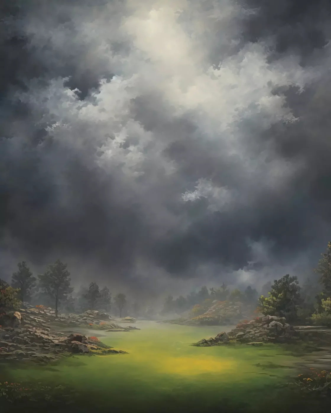 Misty Autumn Valley 8’X10’ Fleece (96 X 120 Inch) Backdrop