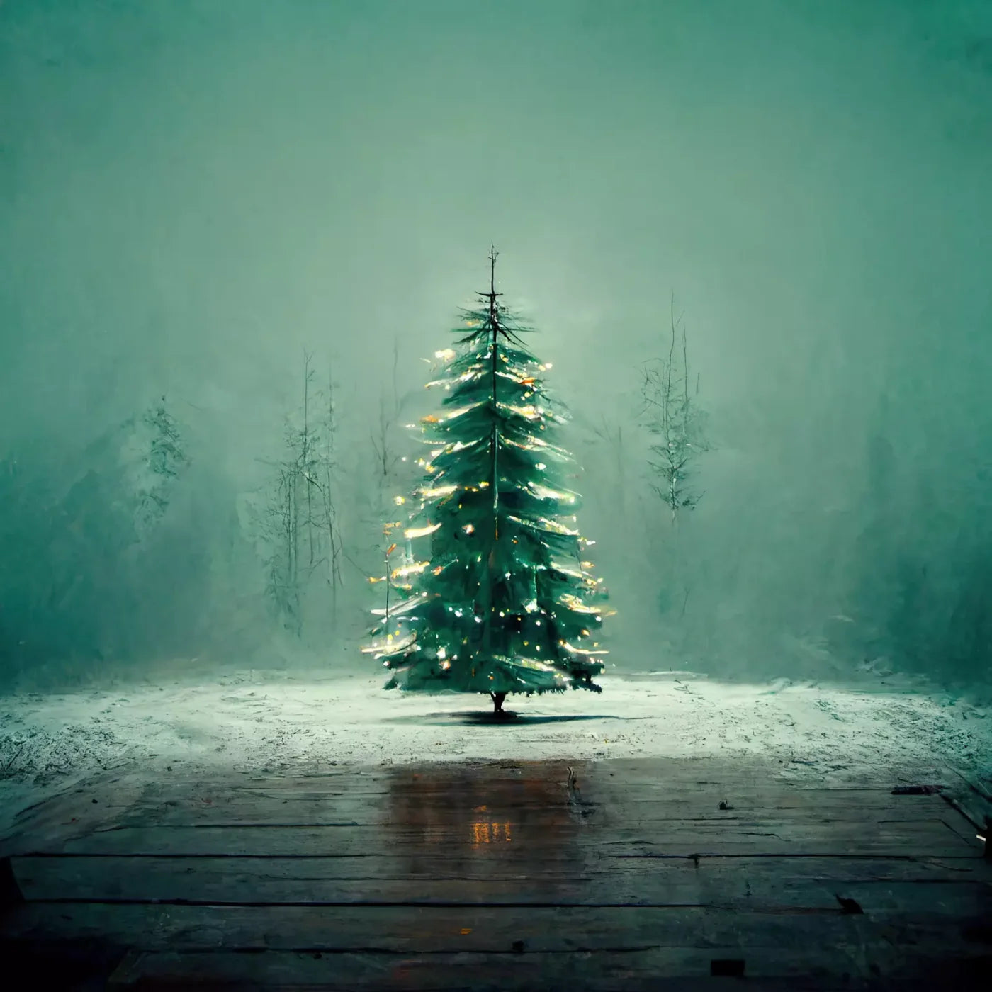 Misty Christmas 10’X10’ Ultracloth (120 X Inch) Backdrop