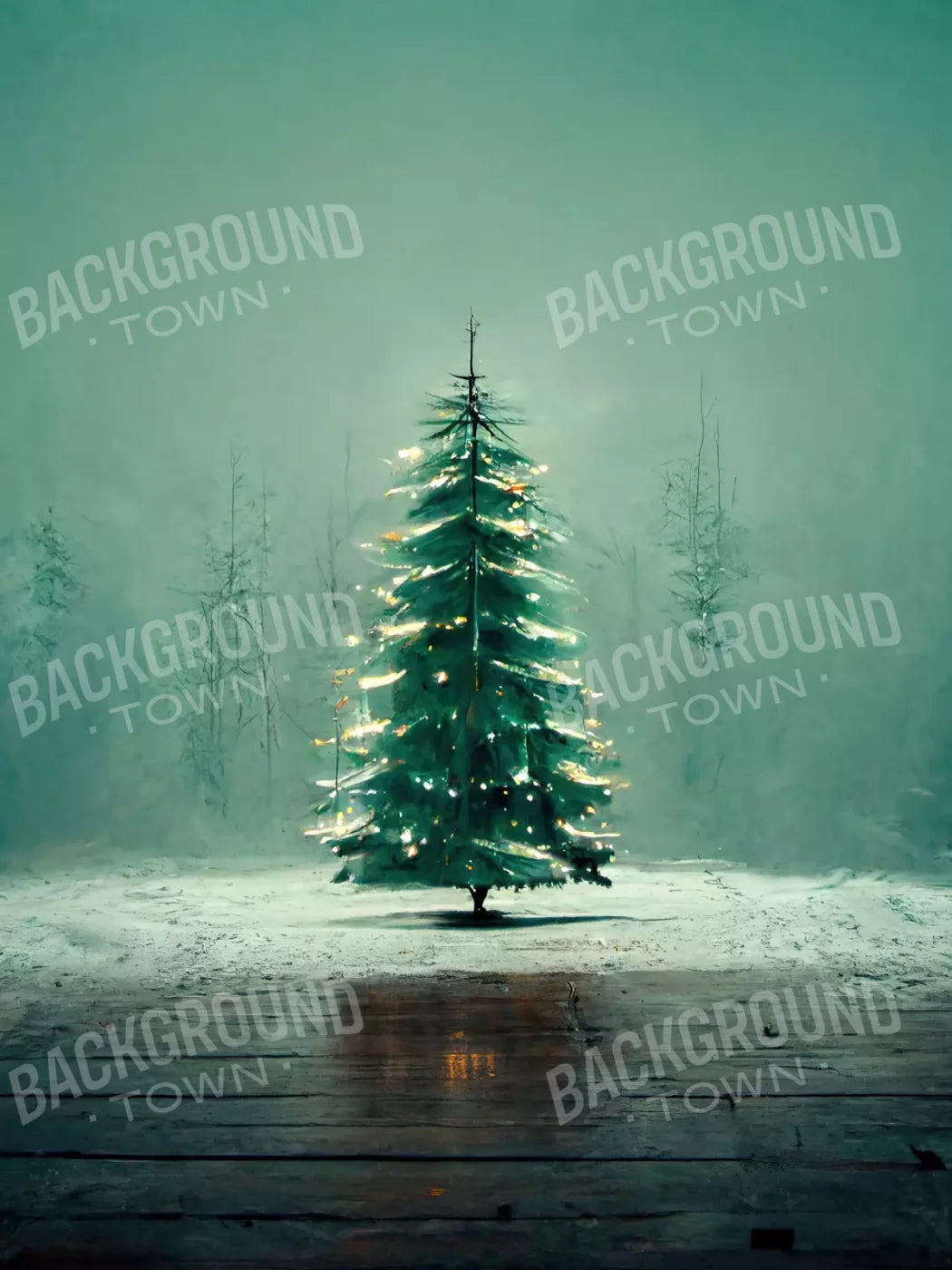 Misty Christmas 5’X6’8’ Fleece (60 X 80 Inch) Backdrop