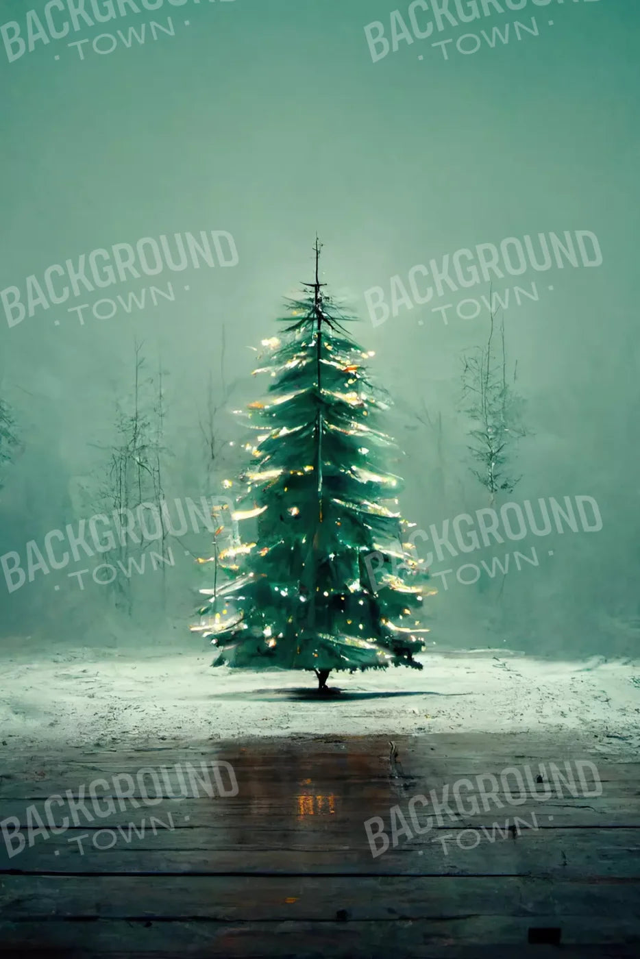 Misty Christmas 5’X8’ Ultracloth (60 X 96 Inch) Backdrop