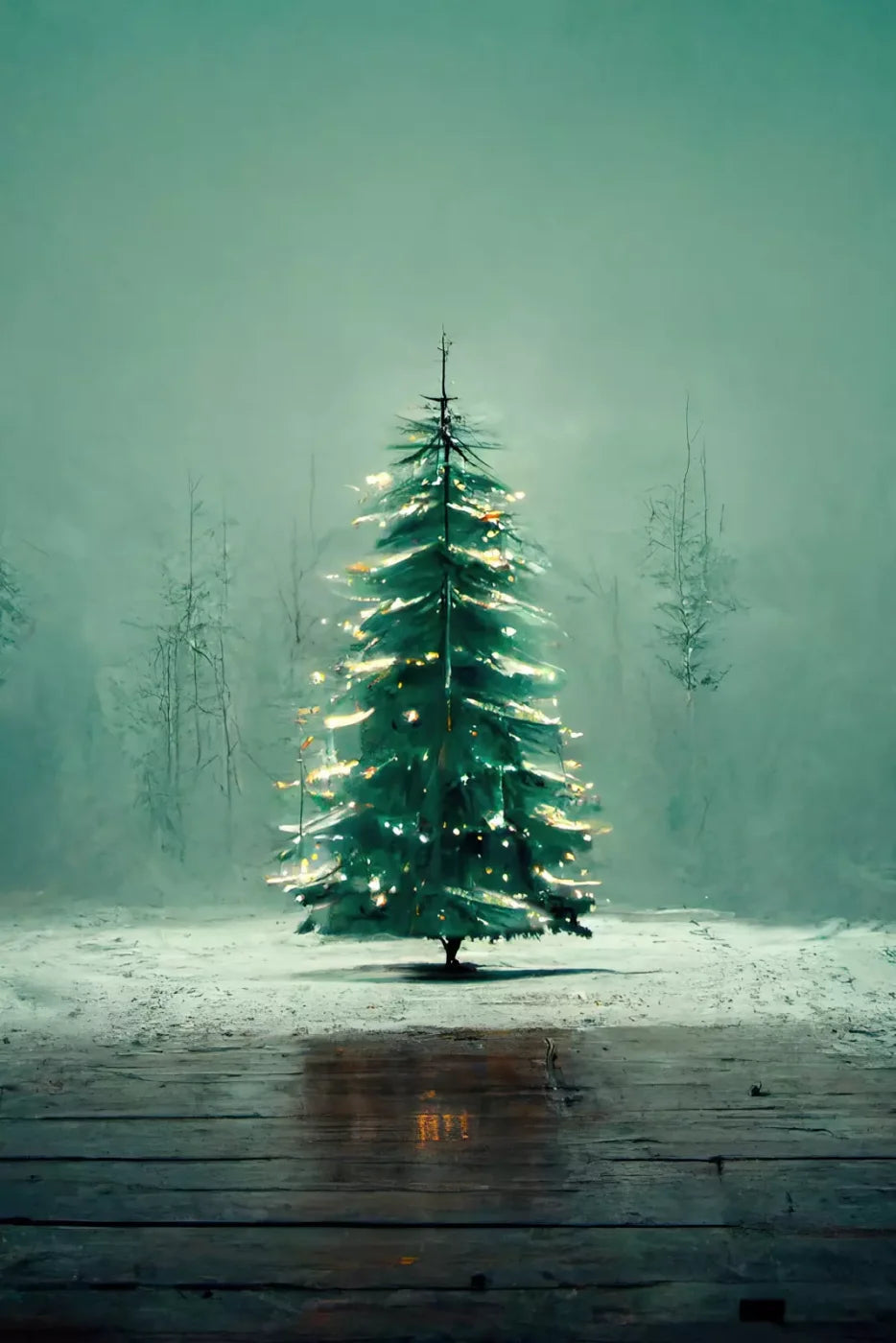 Misty Christmas 5’X8’ Ultracloth (60 X 96 Inch) Backdrop