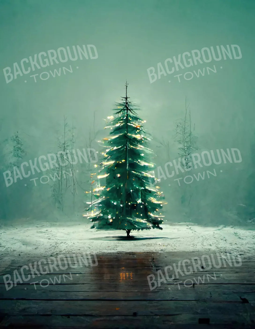 Misty Christmas 6’X8’ Fleece (72 X 96 Inch) Backdrop