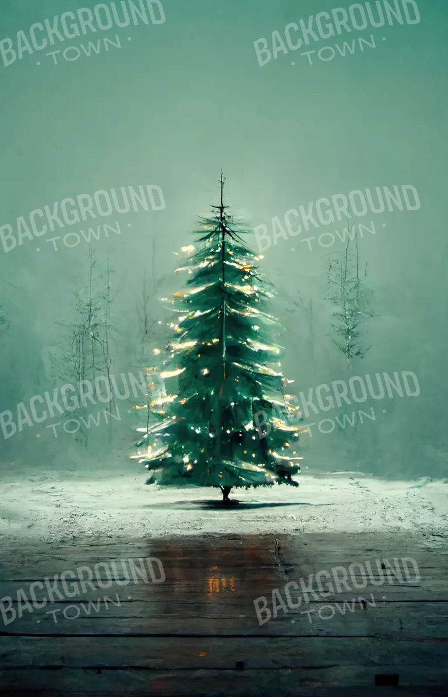 Misty Christmas 8’X12’ Ultracloth (96 X 144 Inch) Backdrop