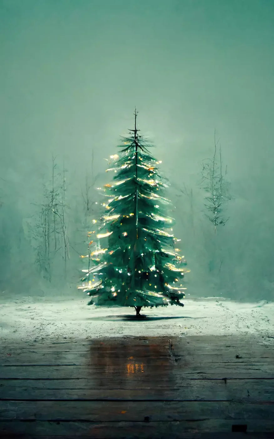 Misty Christmas 9’X14’ Ultracloth (108 X 168 Inch) Backdrop