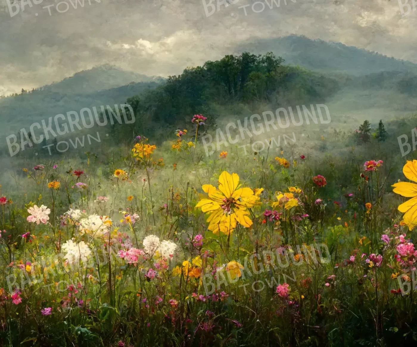 Mountain Meadow 5X42 Fleece ( 60 X 50 Inch ) Backdrop