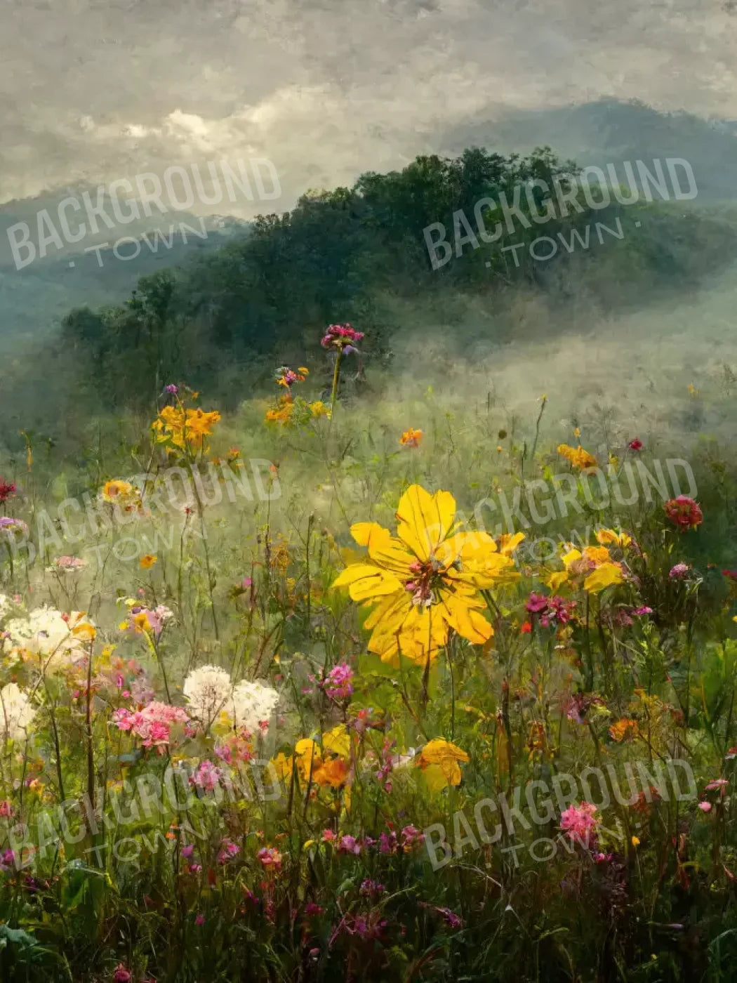Mountain Meadow 5X68 Fleece ( 60 X 80 Inch ) Backdrop