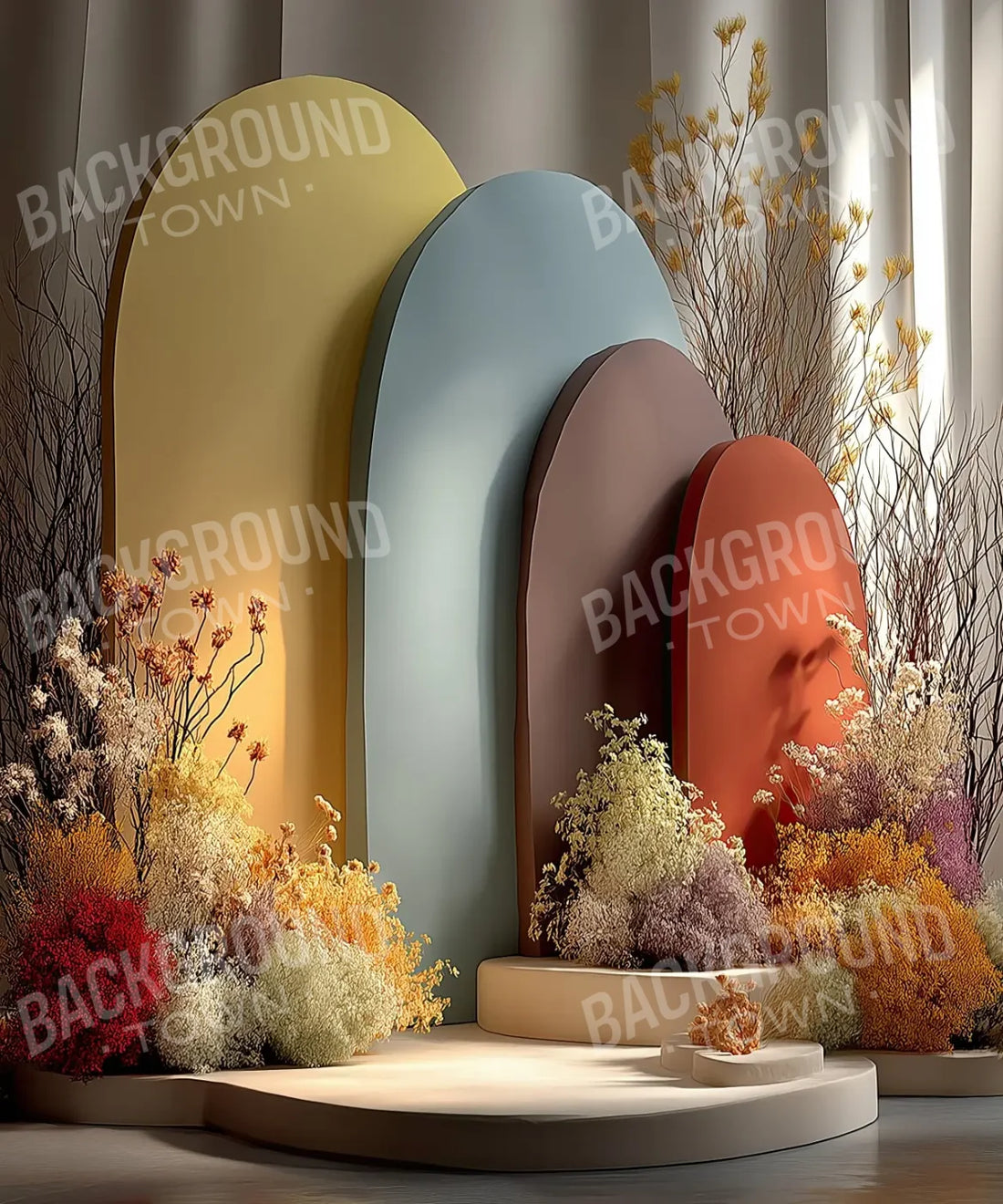 Yellow Blue Brown Orange Backdrop for Photography