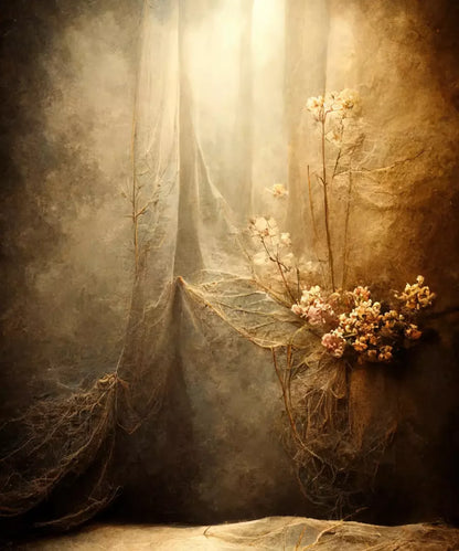 Beige Floral Backdrop for Photography