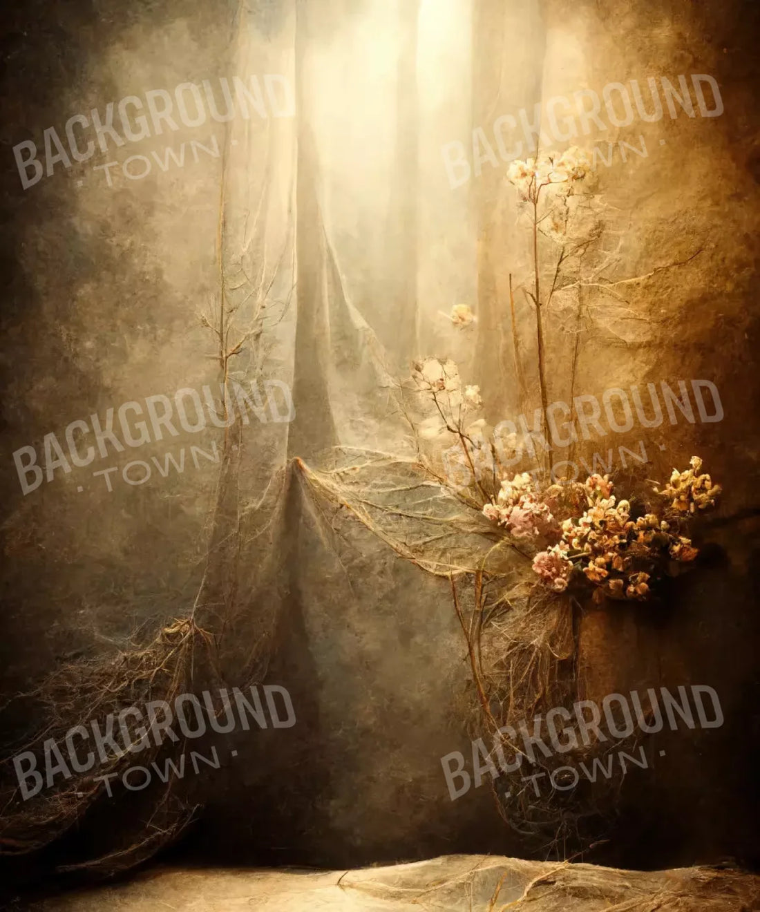 Beige Floral Backdrop for Photography