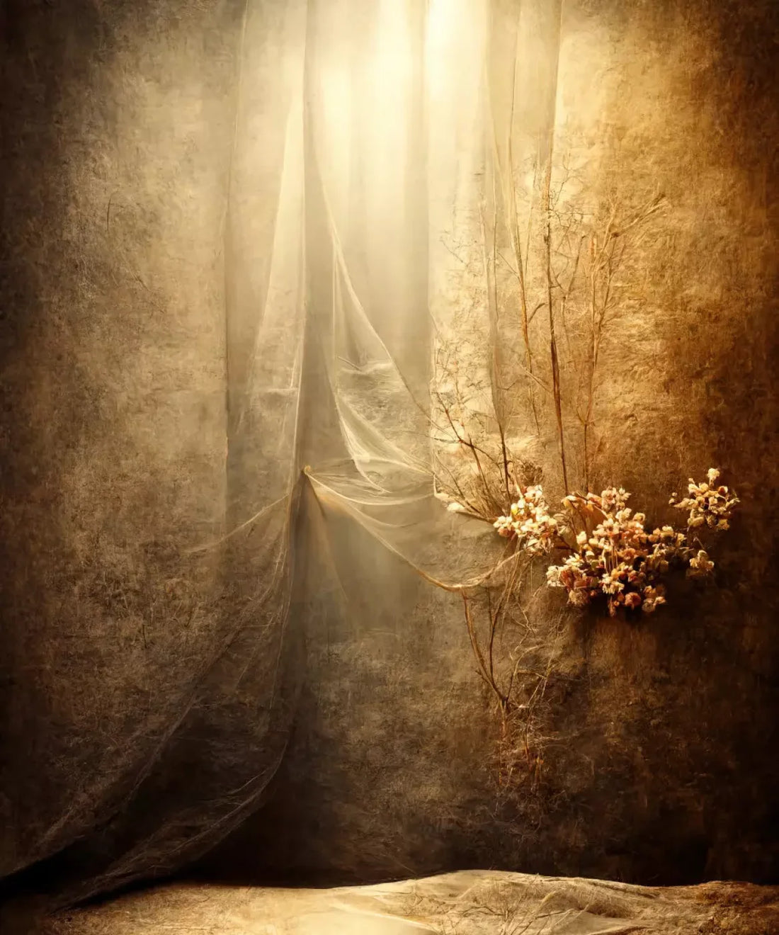 Beige Floral Backdrop for Photography