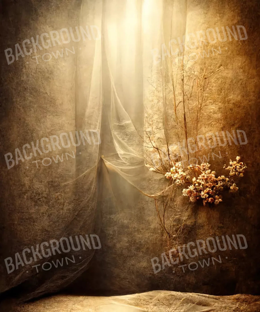 Beige Floral Backdrop for Photography