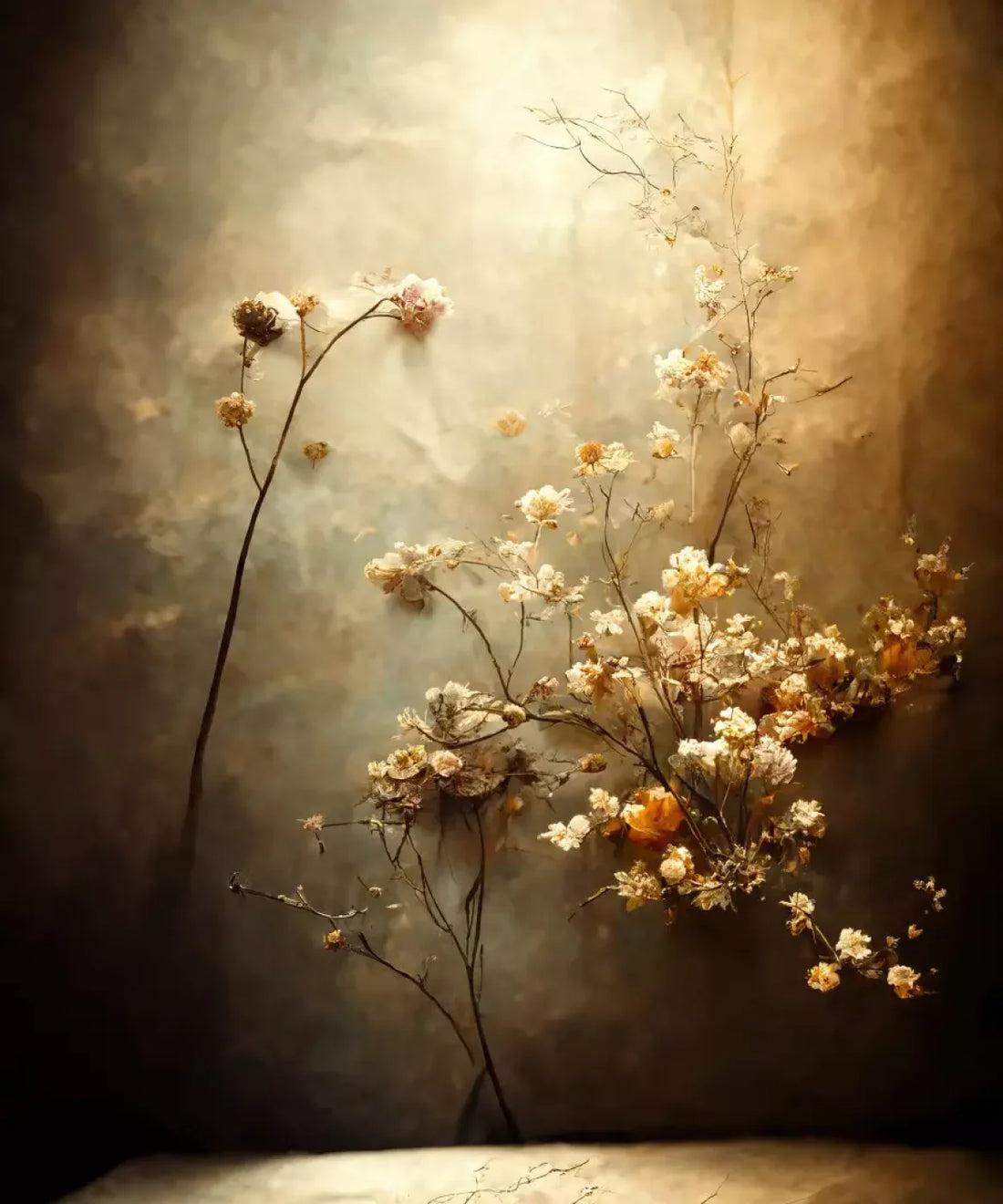 Beige Floral Backdrop for Photography