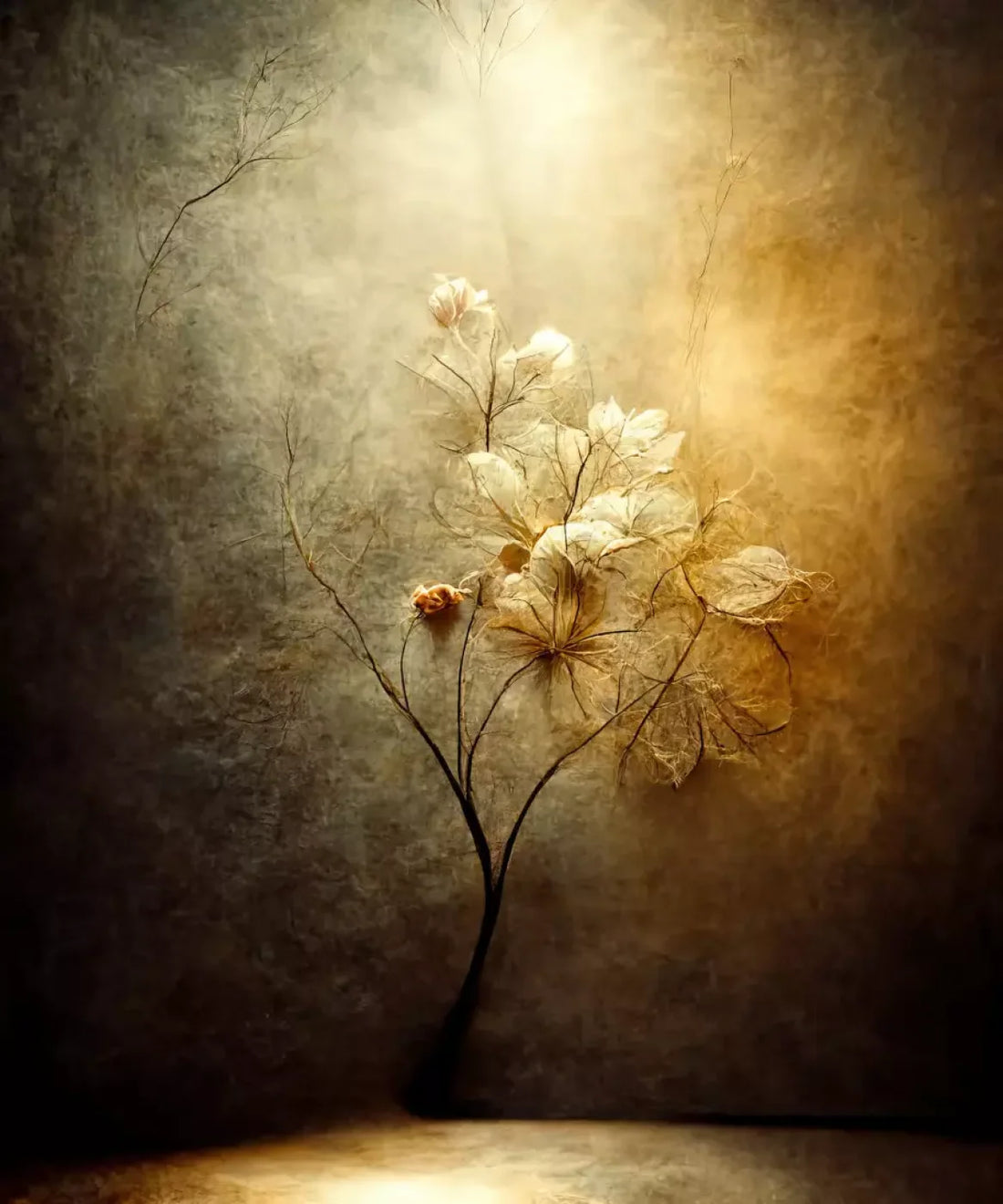 Beige Floral Backdrop for Photography