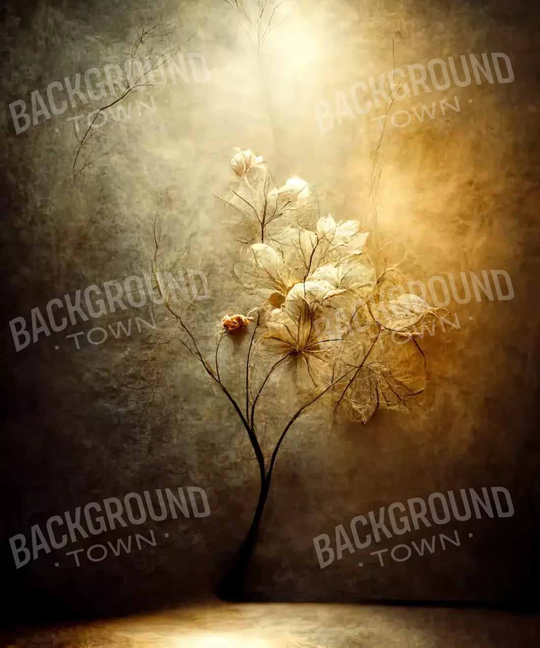 Beige Floral Backdrop for Photography