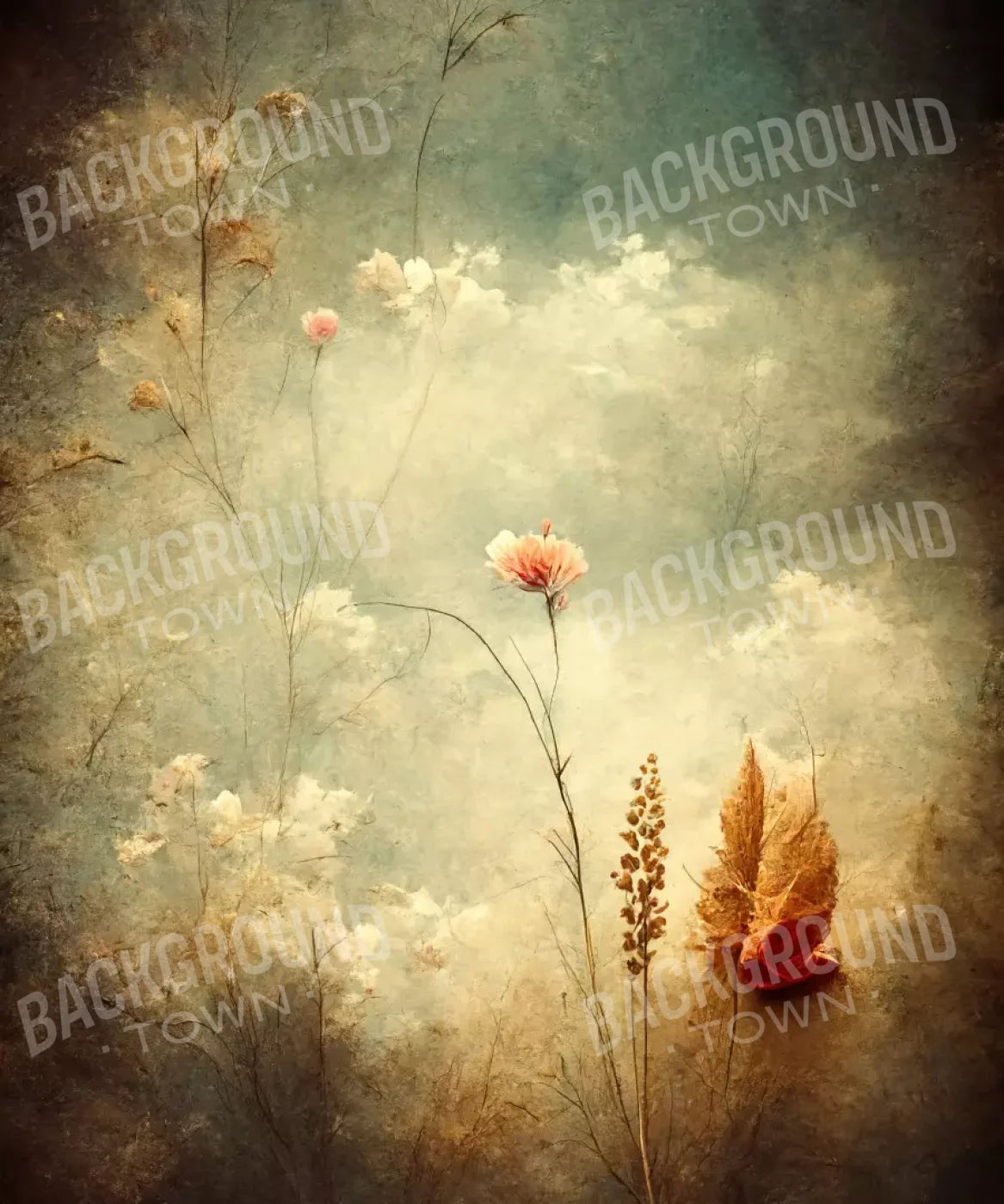 Beige Floral Backdrop for Photography