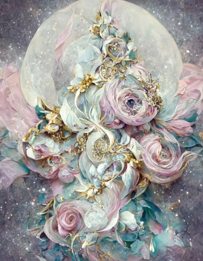 Moon Roses 6X8 Fleece ( 72 X 96 Inch ) Backdrop