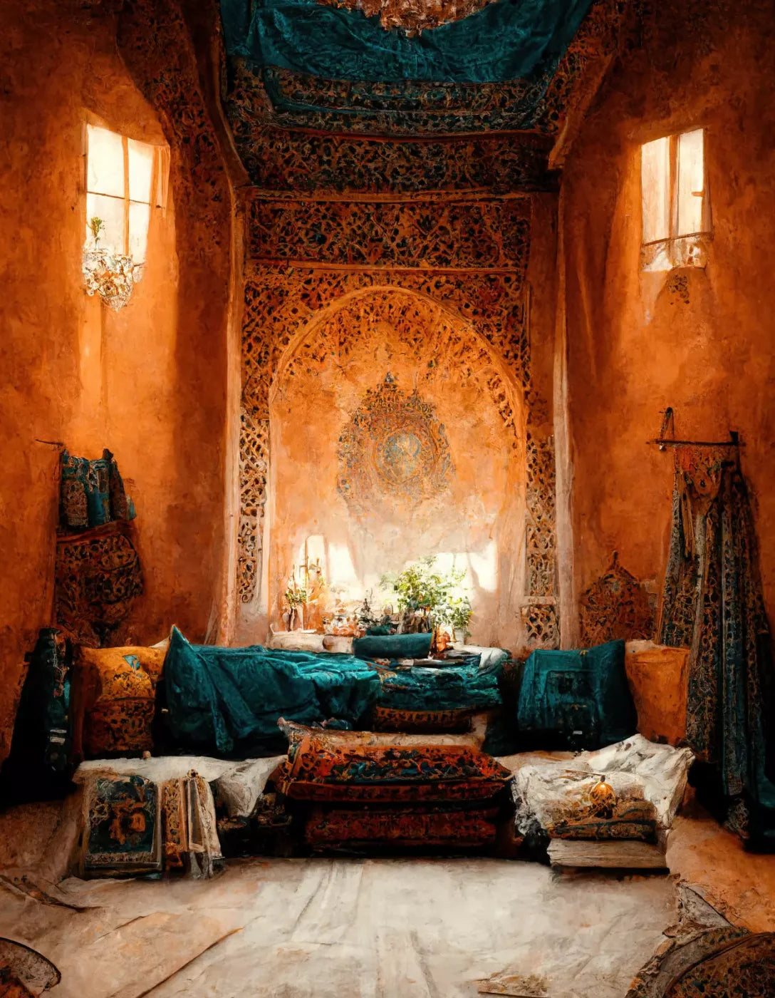 Moroccan Oasis 2 8X10 6X8 Fleece ( 72 X 96 Inch ) Backdrop