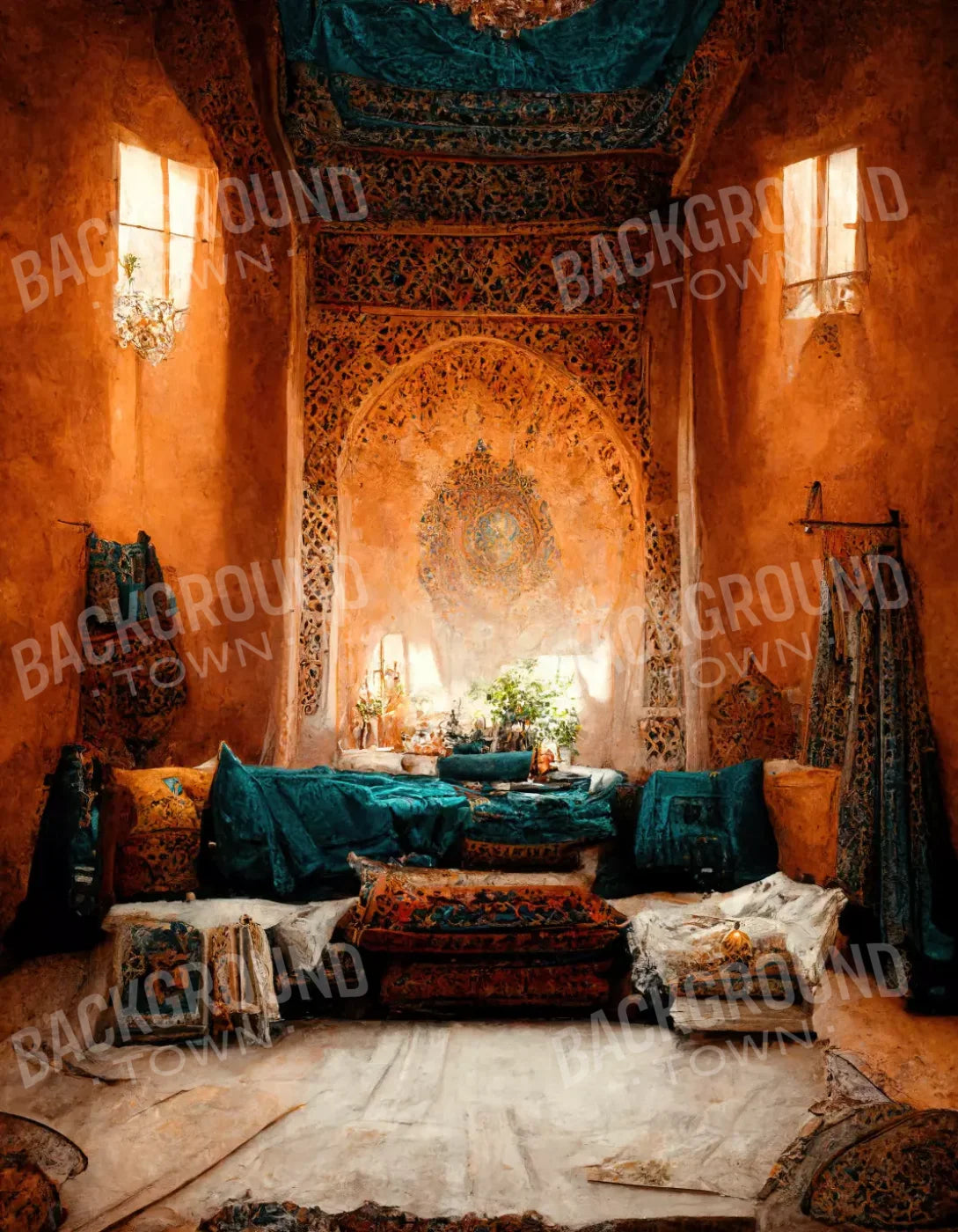 Moroccan Oasis 2 8X12 6X8 Fleece ( 72 X 96 Inch ) Backdrop