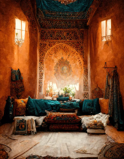 Moroccan Oasis 2 8X12 6X8 Fleece ( 72 X 96 Inch ) Backdrop