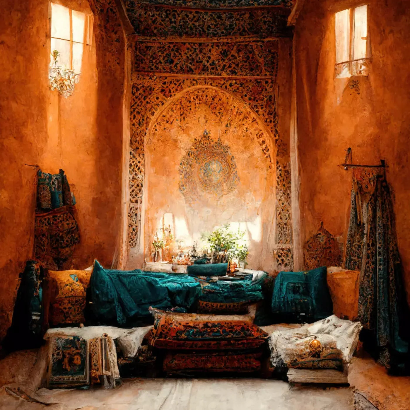 Moroccan Oasis 2 8X12 8X8 Fleece ( 96 X Inch ) Backdrop