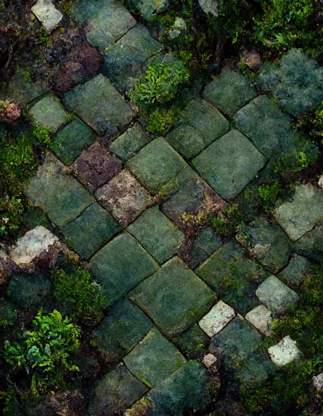Mossy Flagstone 6X8 Fleece ( 72 X 96 Inch ) Backdrop
