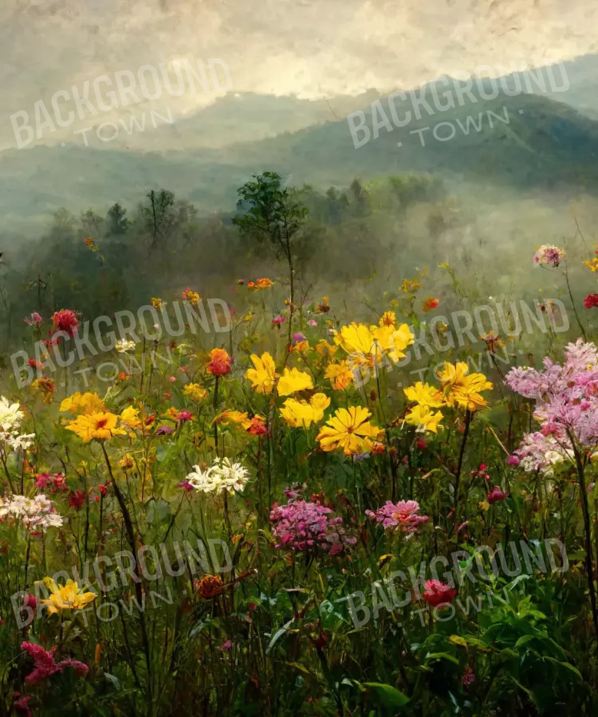 Multi-Color Spring Field Backdrop for Photography