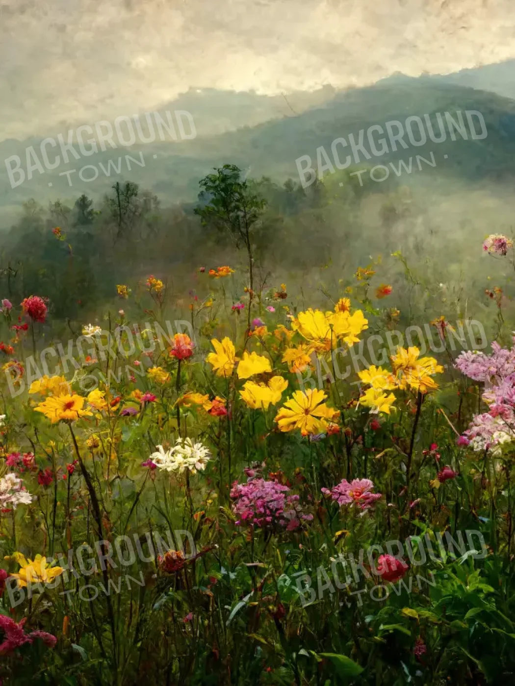 Mountain Meadows 5X68 Fleece ( 60 X 80 Inch ) Backdrop