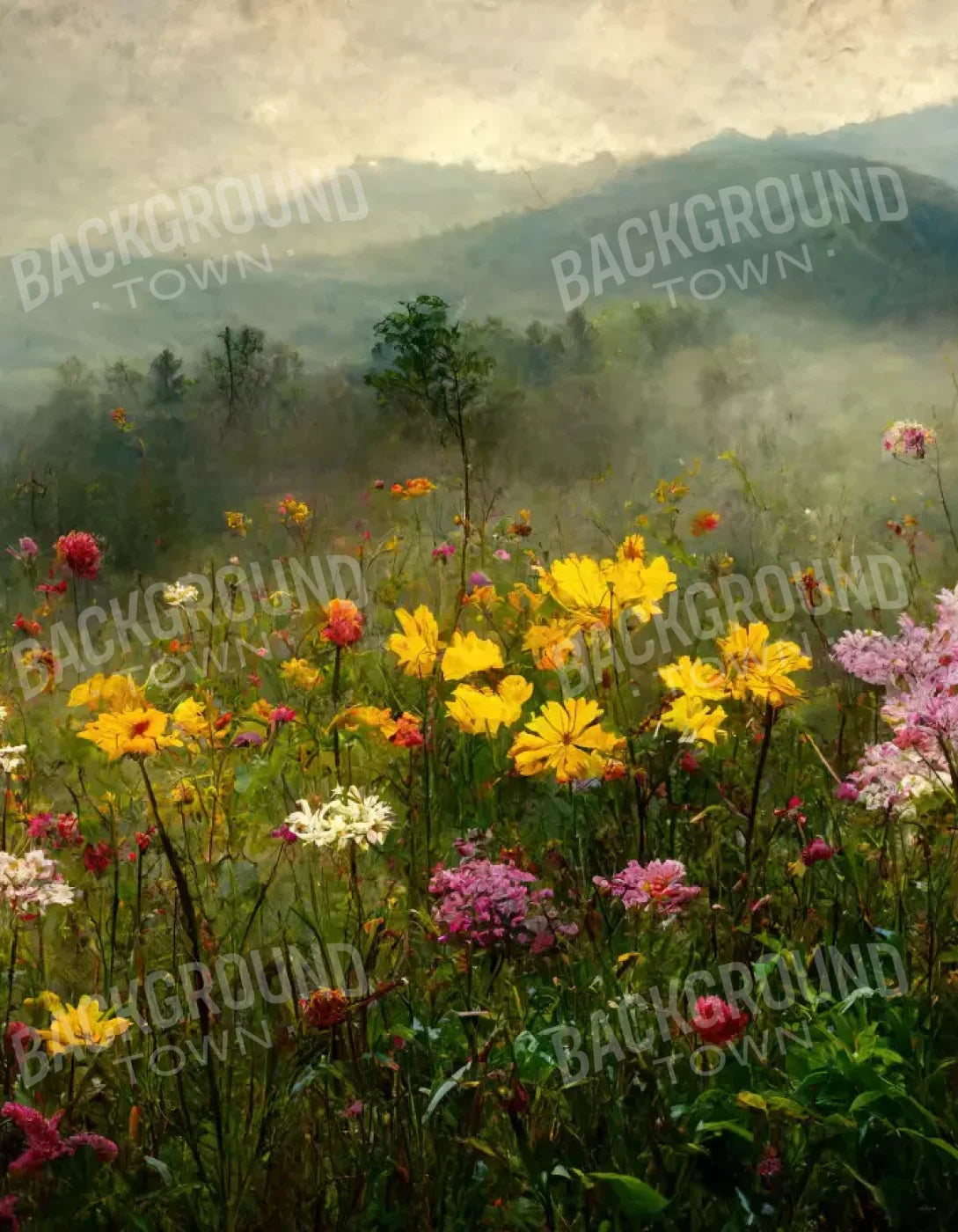 Mountain Meadows 6X8 Fleece ( 72 X 96 Inch ) Backdrop