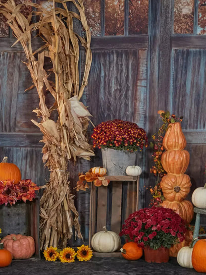 Pumpkin Patch 8X10 Fleece ( 96 X 120 Inch ) Backdrop