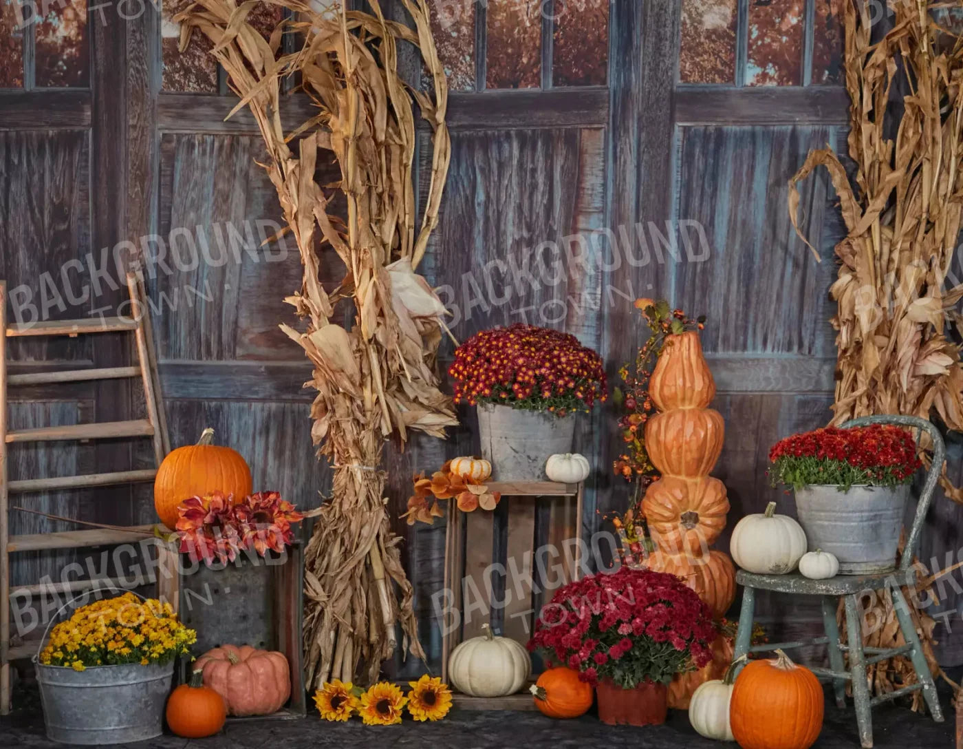 Pumpkin Patch 8X6 Fleece ( 96 X 72 Inch ) Backdrop