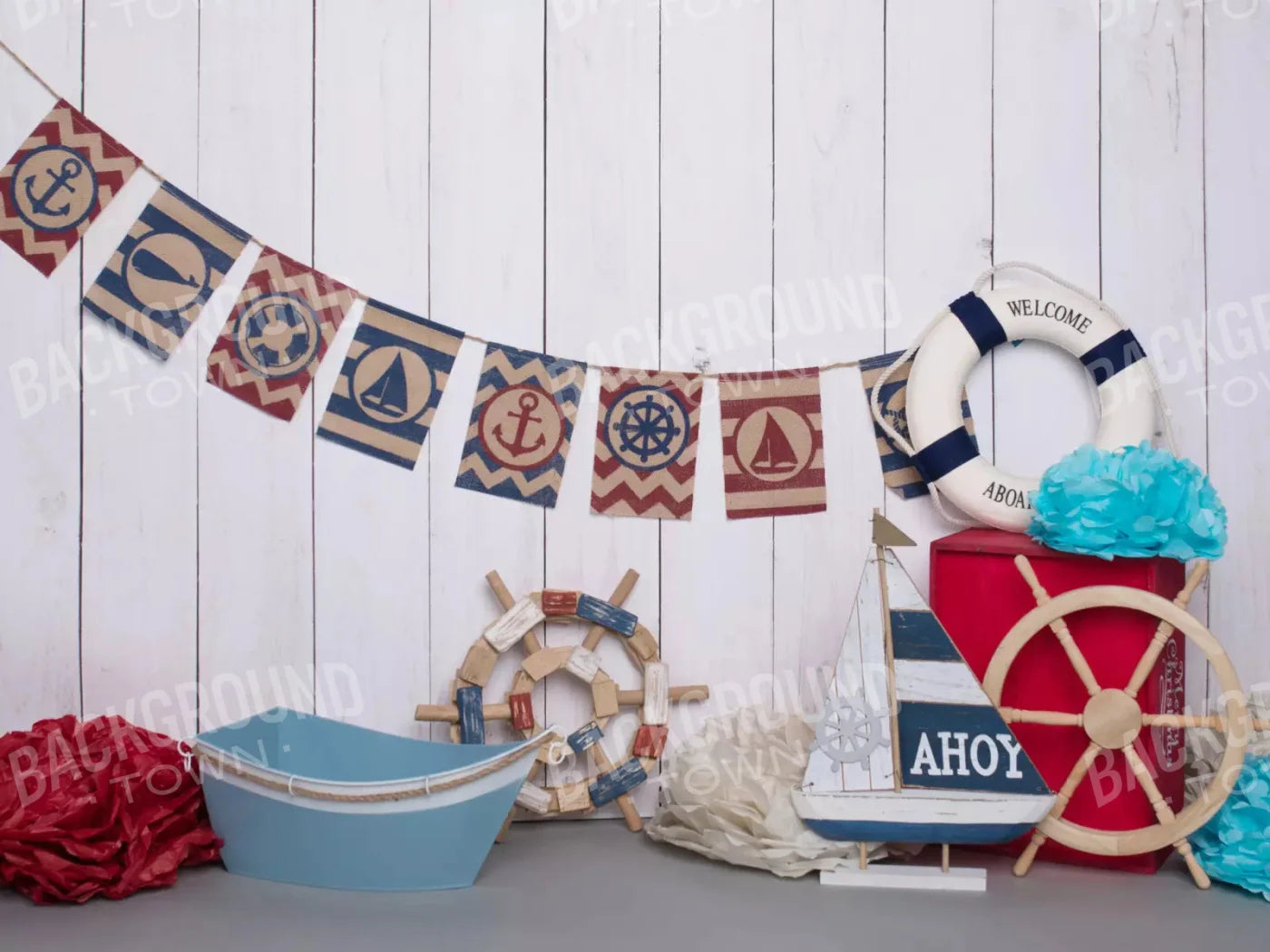 Nautical Blues 10X8 Fleece ( 120 X 96 Inch ) Backdrop