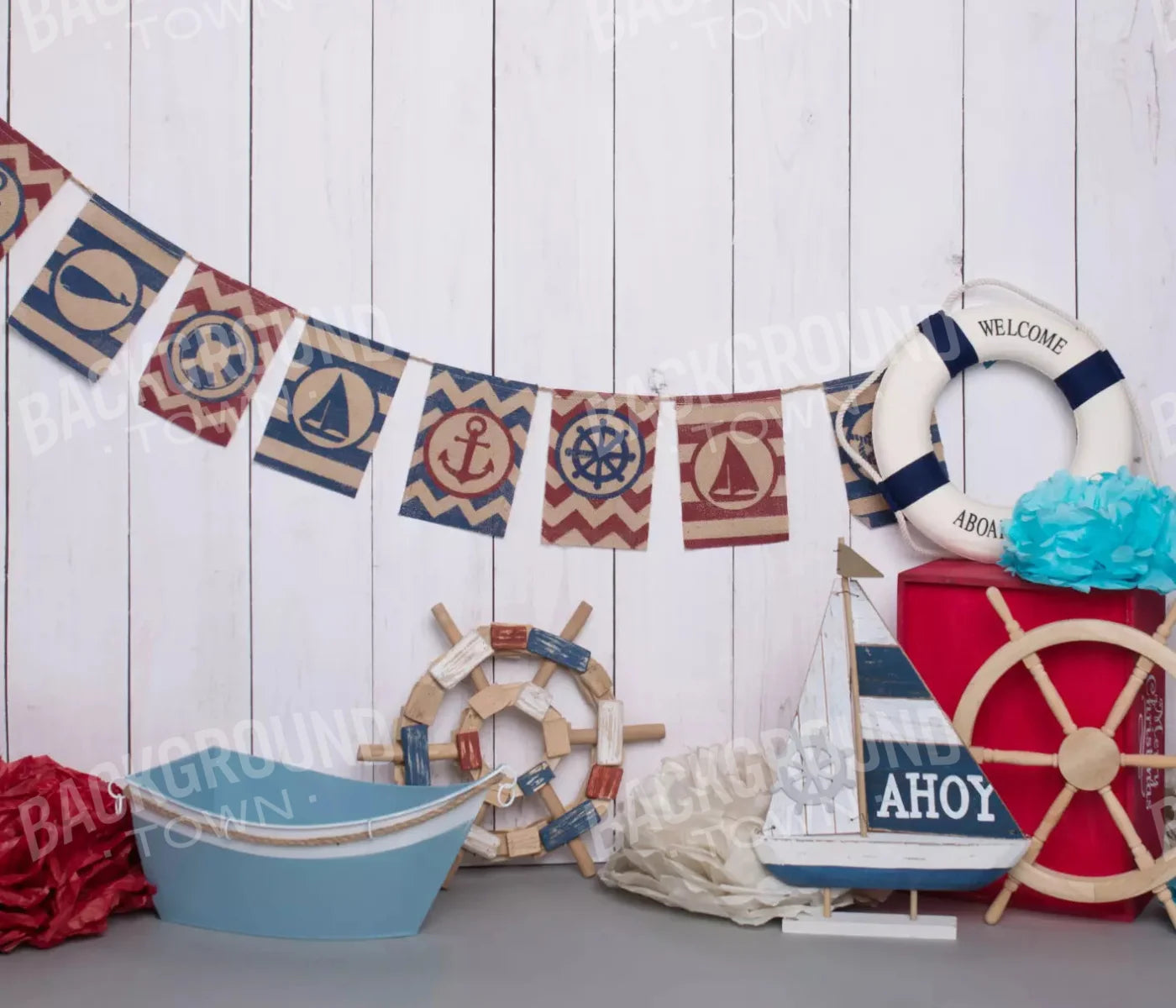 Nautical Blues 12X10 Ultracloth ( 144 X 120 Inch ) Backdrop