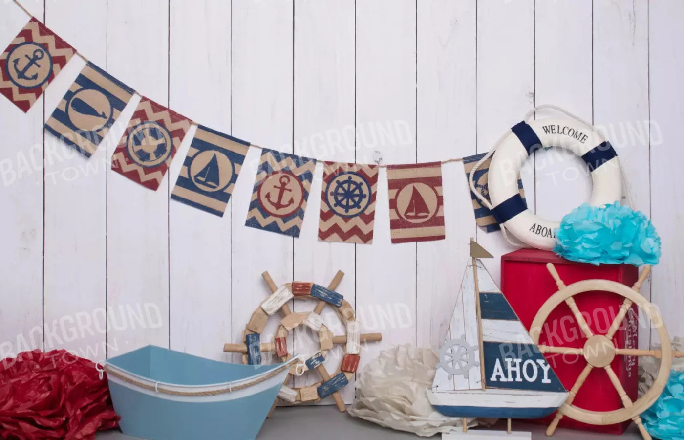 Nautical Blues 12X8 Ultracloth ( 144 X 96 Inch ) Backdrop