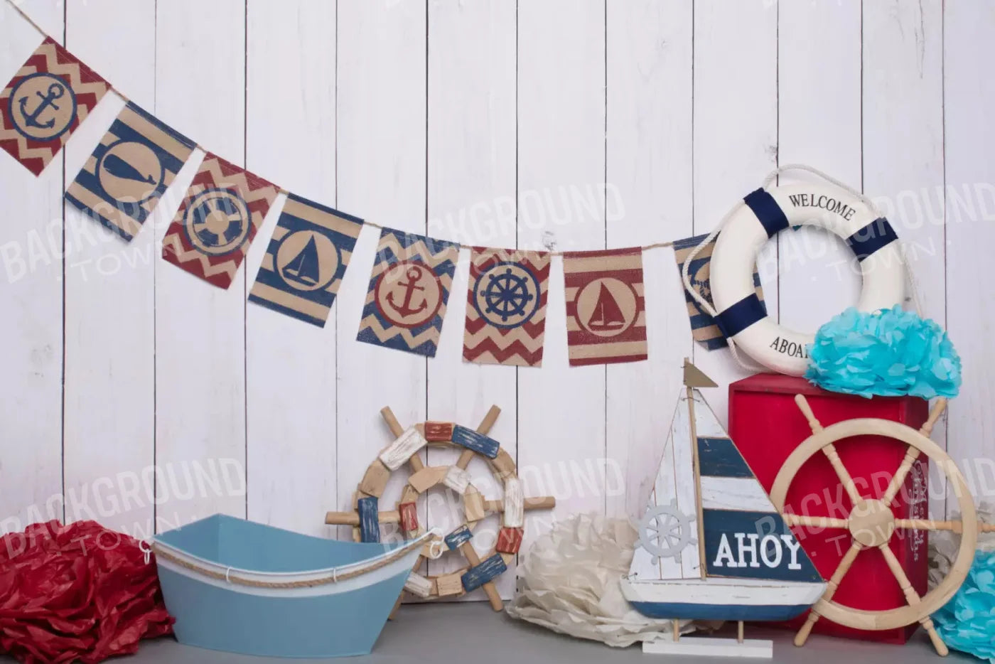 Nautical Blues 8X5 Ultracloth ( 96 X 60 Inch ) Backdrop