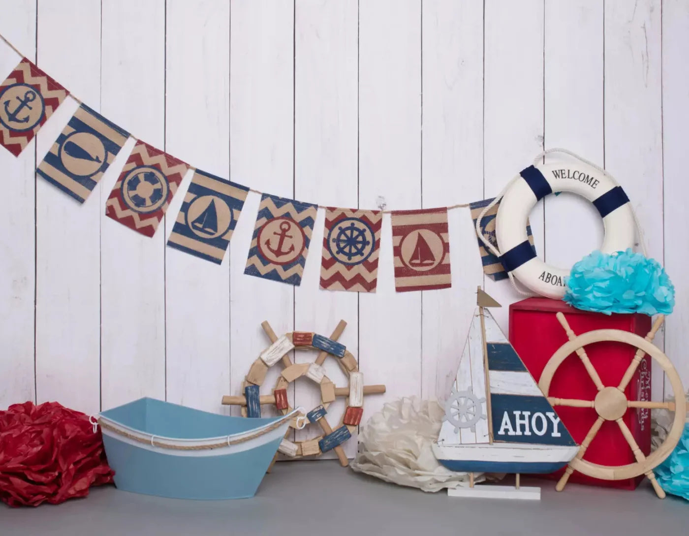 Nautical Blues 8X6 Fleece ( 96 X 72 Inch ) Backdrop