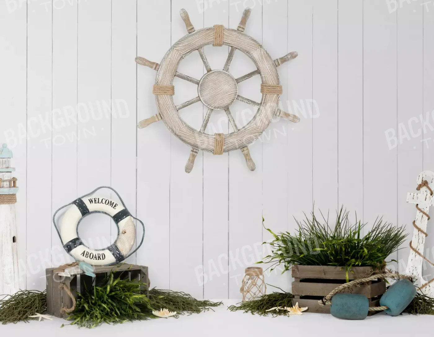 Nautical Blues 8X6 Fleece ( 96 X 72 Inch ) Backdrop