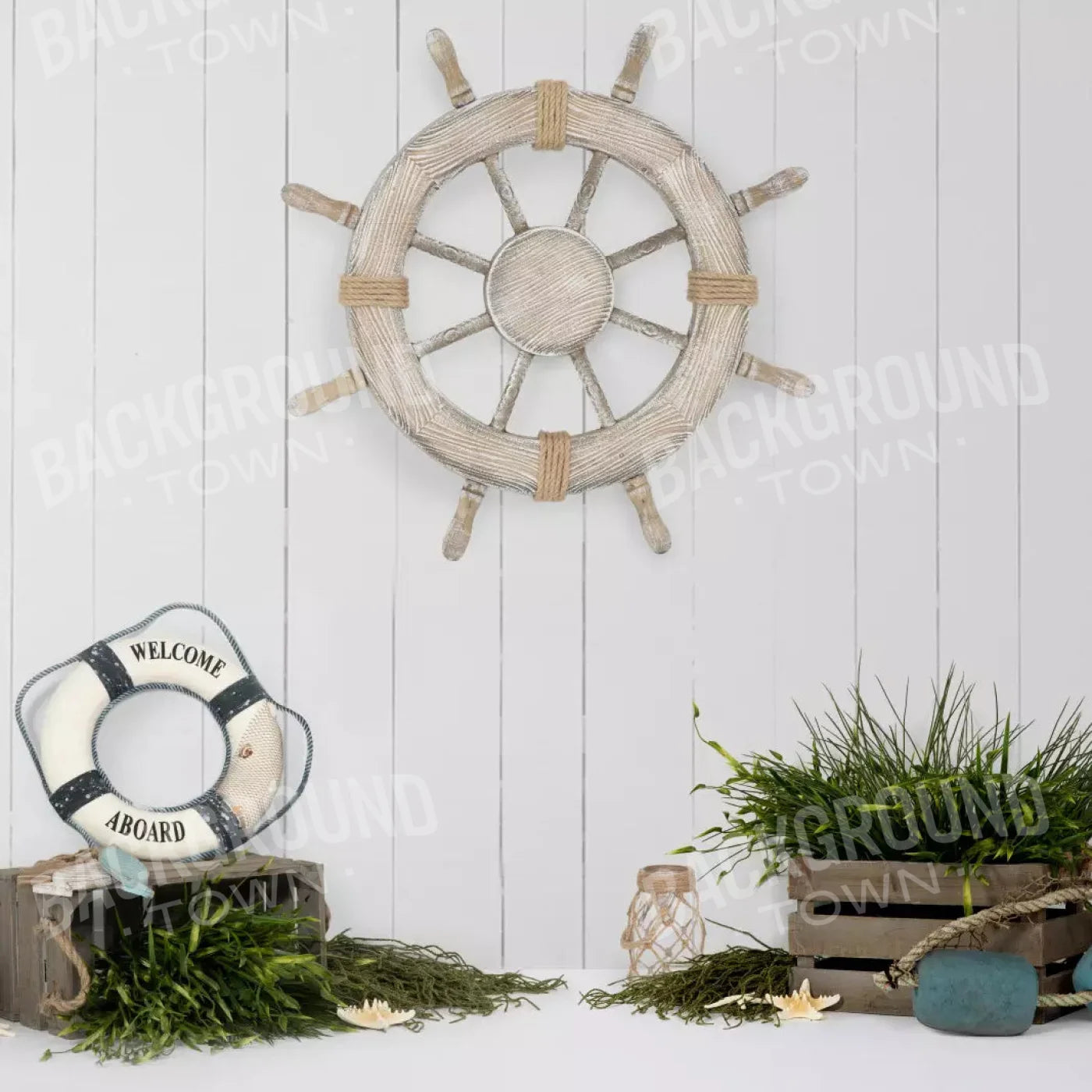 Nautical Blues 8X8 Fleece ( 96 X Inch ) Backdrop