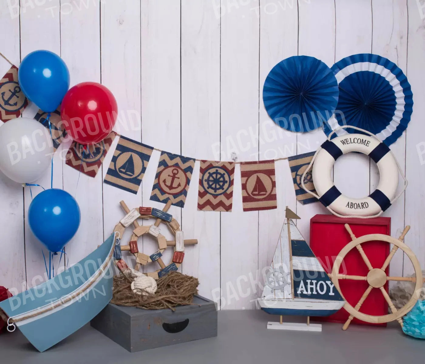 Nautical Party 12X10 Ultracloth ( 144 X 120 Inch ) Backdrop