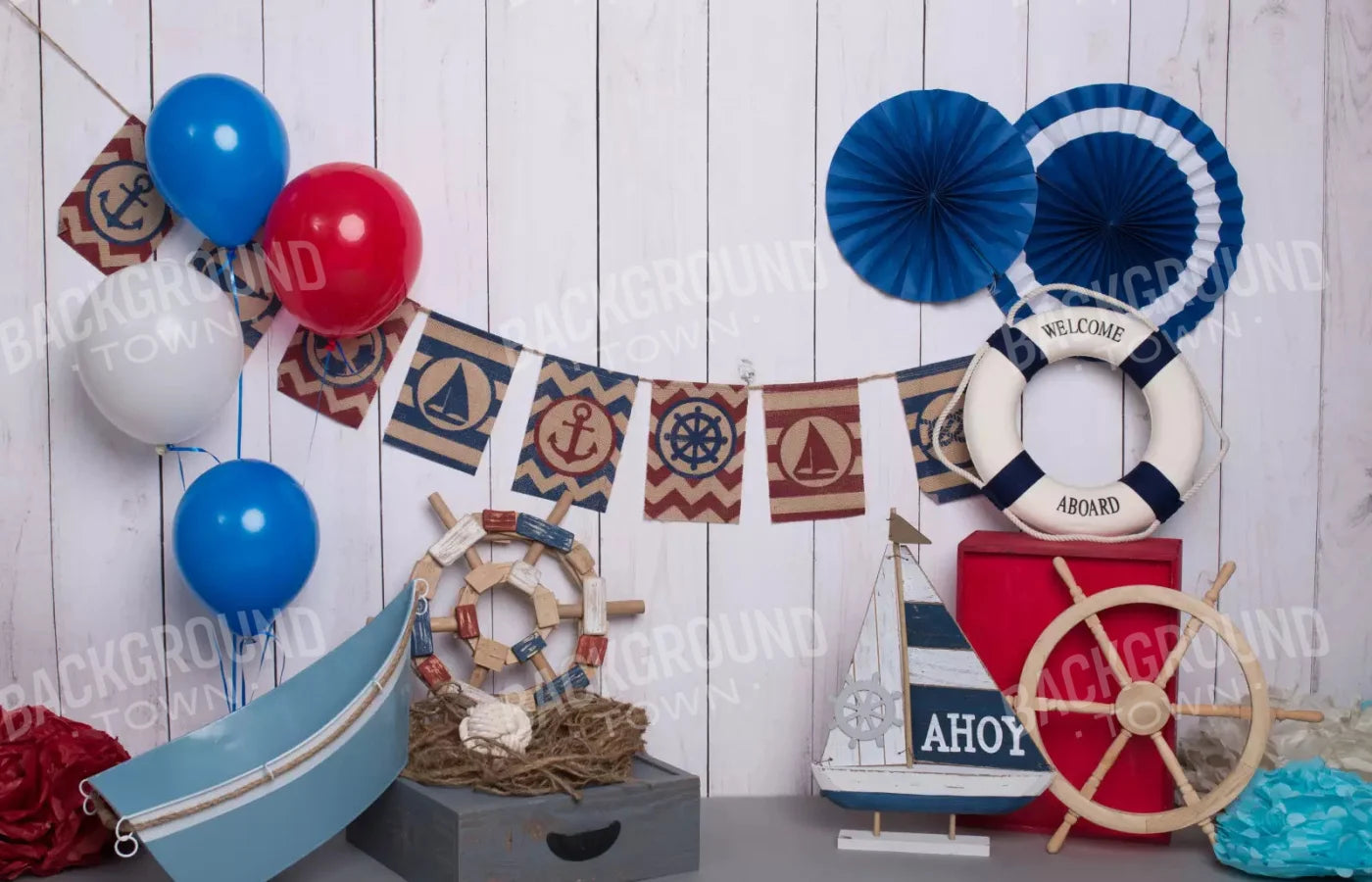 Nautical Party 12X8 Ultracloth ( 144 X 96 Inch ) Backdrop