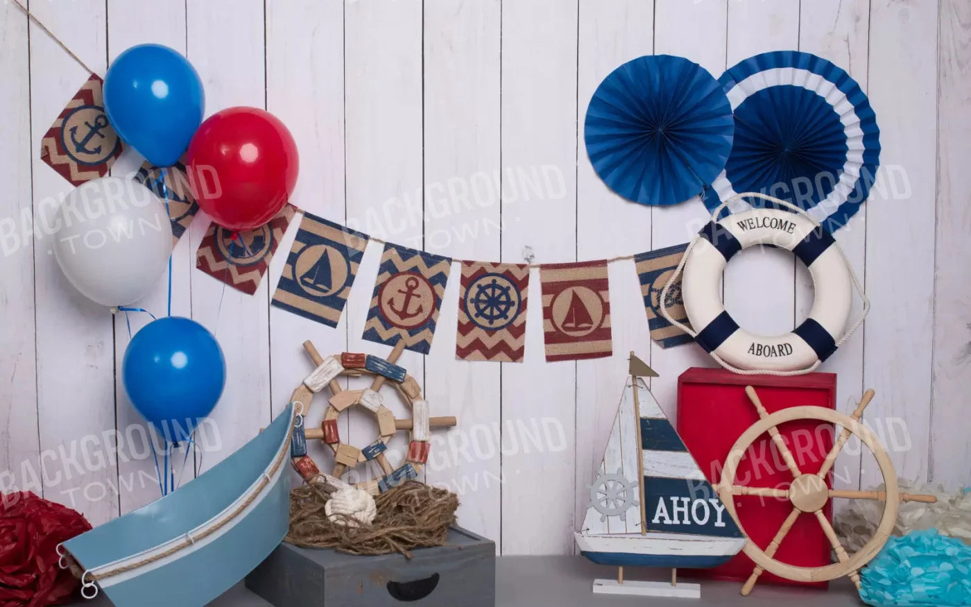 Nautical Party 14X9 Ultracloth ( 168 X 108 Inch ) Backdrop